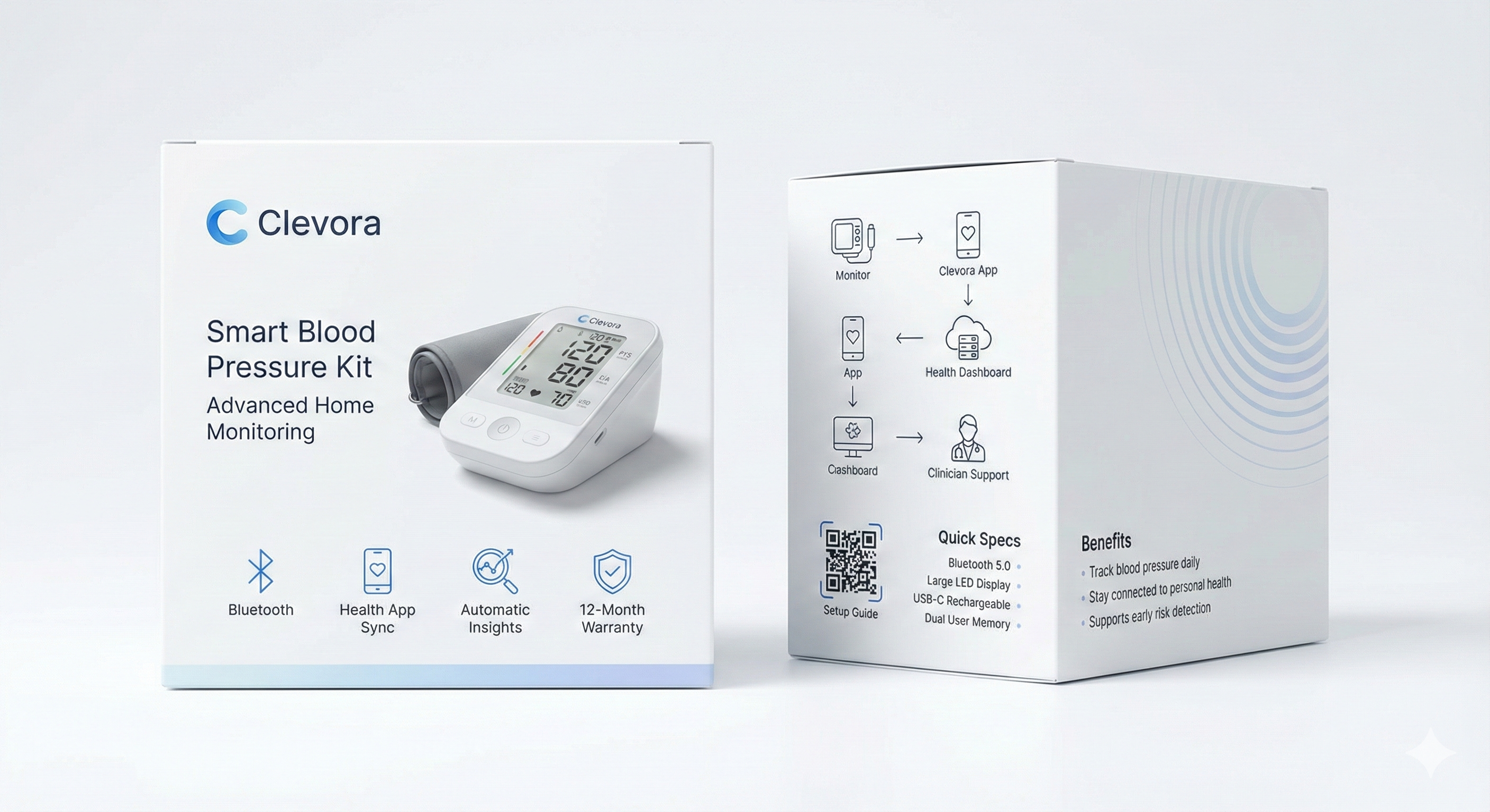 Clevora Digital Bluetooth Blood Pressure Monitor